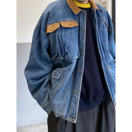 1980's-1990's "TOGETHER" Leather Switching Design Denim Jacket