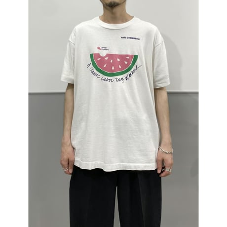 1990's "LABOR DAY" Watermelon printed Promotion Tee
