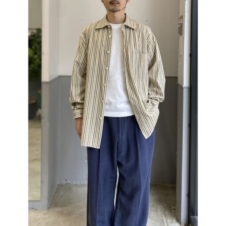 1990's "Ermenegildo Zegna" Cotton jaqured fabric long sleeve shirt