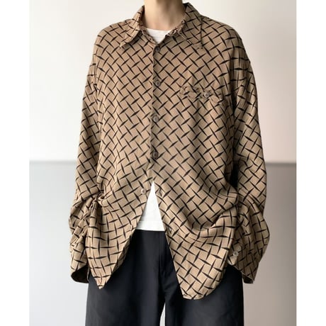 1990's All patterned long sleeve rayon shirt