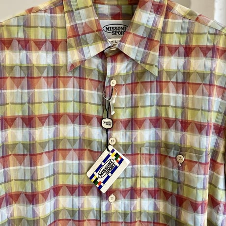 (Dead Stock) 1990's "MISSONI SPORT" Cotton jaquard fabric long sleeve shirt