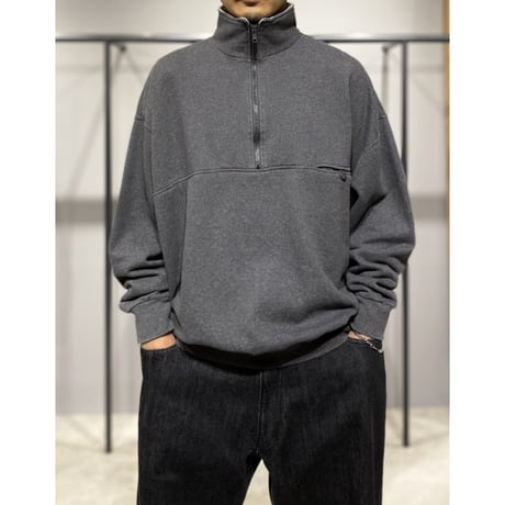2000's Wide & Short silhouette half zip design sweat shirt