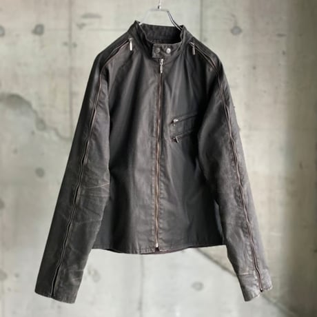 2000's "GUESS" Arm zipper design coated riders jacket