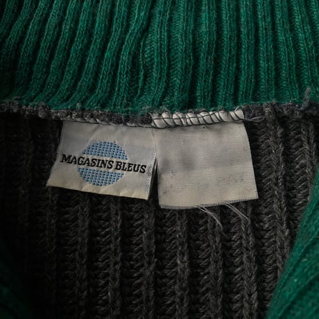 1980's-1990's FRANCE made wool blend half zip knit sweater