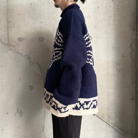 1990's ECUADOR made Celtic art design roll necked wool knit sweater