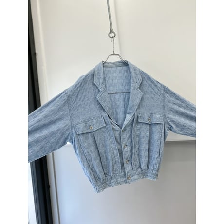 1980's Wide & Short silhouette jacquard fabric jacket
