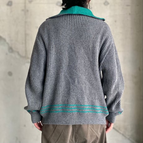 1980's-1990's FRANCE made wool blend half zip knit sweater