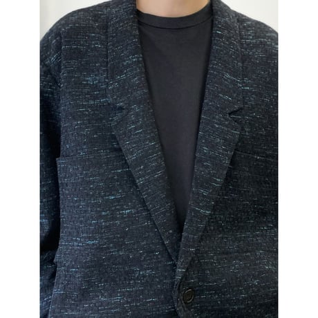 1980's Jacquard fabric cropped tailored jacket