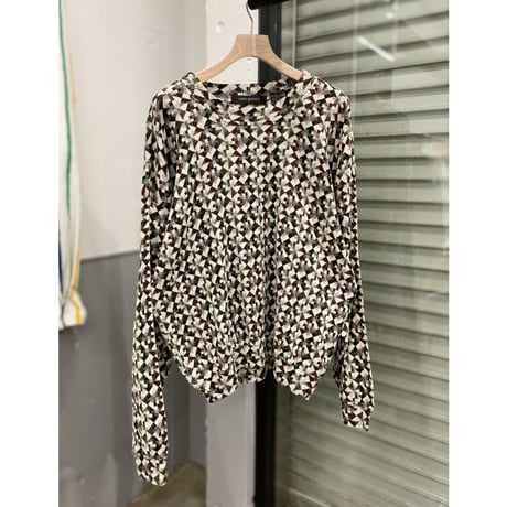 1980's-1990's "JHANE BARNES" Cotton / Rayon jacquard fabric knit sweater