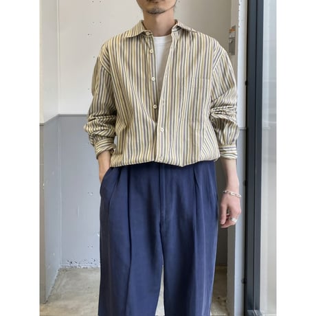 1990's "Ermenegildo Zegna" Cotton jaqured fabric long sleeve shirt