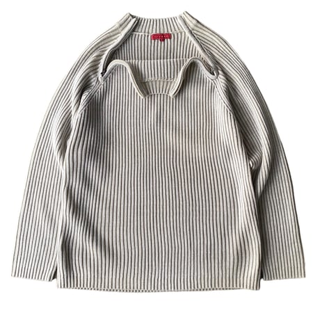 2000's Dual zip design rib knit sweater