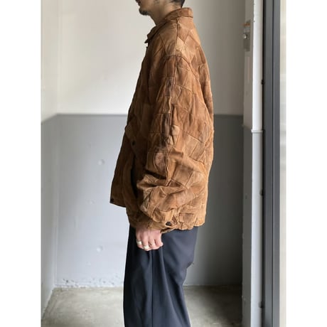 1990's Patchwork panel leather zip up jacket