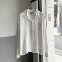 1990's-2000's Pleated design open collar linen shirt