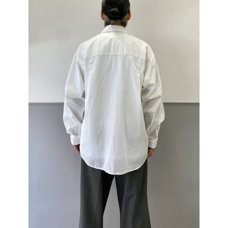 2000's Cotton × Linen white color long sleeve shirt