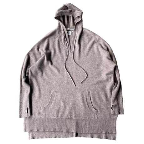 Cashmere fabric finger sleeves hooded knit sweater