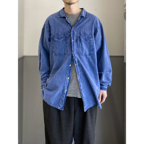 1990's "EZZE WEAR" HONEY-KOMB COTTON L/S SHIRT