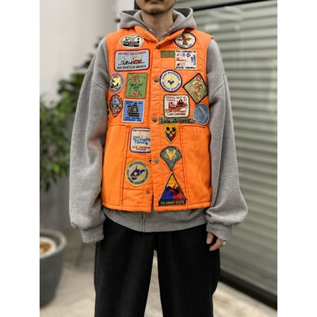 1980's Multi patch design sleeveless jacket