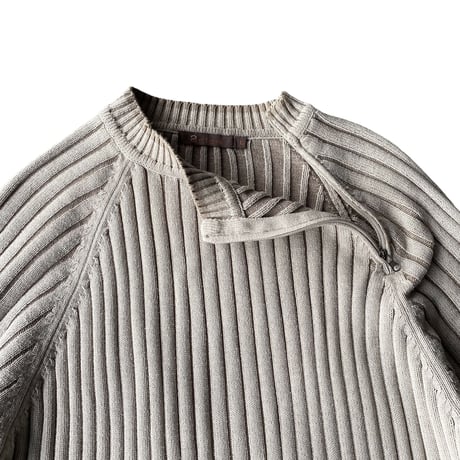 2000's Asymmetrical zip design cotton blend knit sweater