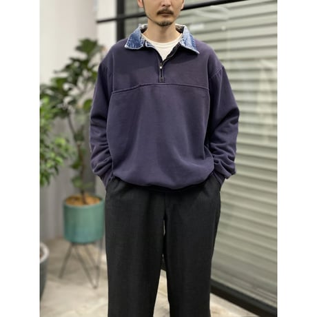 1990's Sun faded & Damaged half zip sweat shirt