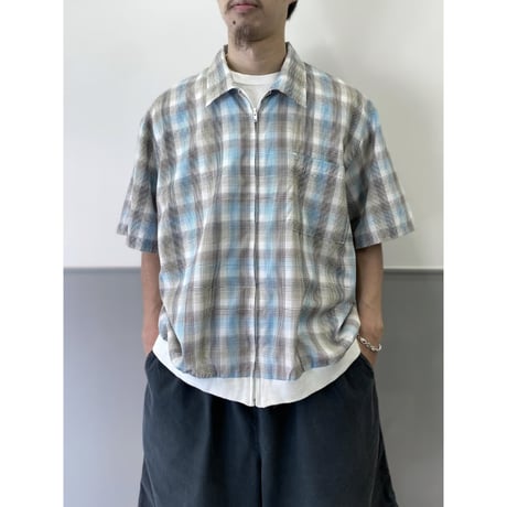 1990's Rayon blend full zip plaid shirt