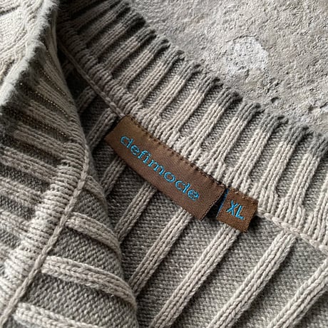 2000's Asymmetrical zip design rib knit cotton sweater