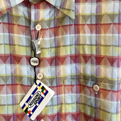 (Dead Stock) 1990's "MISSONI SPORT" Cotton jaquard fabric long sleeve shirt
