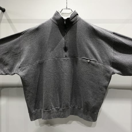 2000's Wide & Short silhouette half zip design sweat shirt