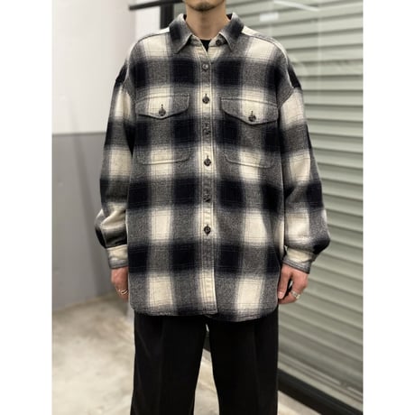 Late-1980's "Liz wear" L/S Ombre patterned wool shirt
