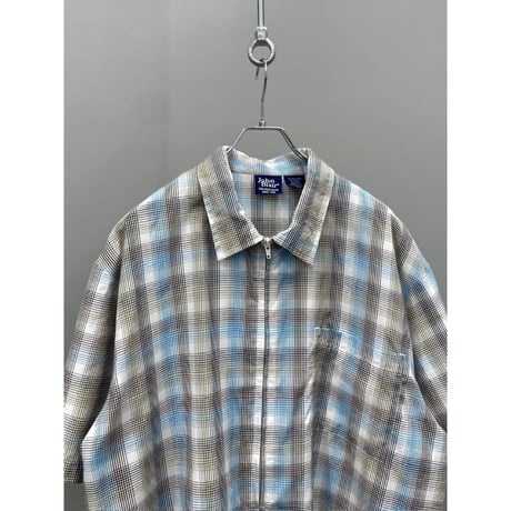 1990's Rayon blend full zip plaid shirt