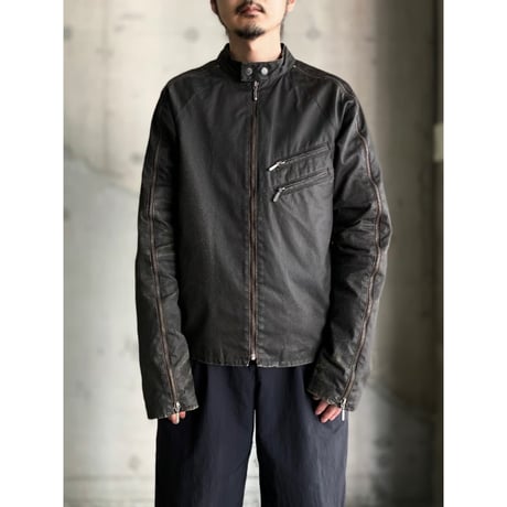 2000's "GUESS" Arm zipper design coated riders jacket