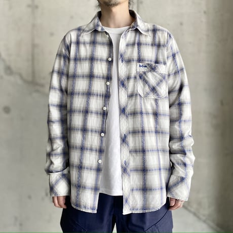 2000's Ombre check pattern cotton shirt