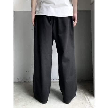 1990's-2000's "Polo by Ralph Lauren" black overdyed wide silhouette cotton 2tuck pants