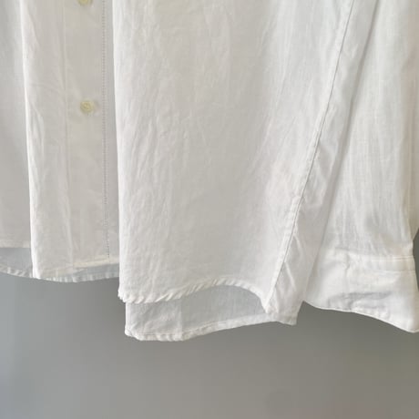 2000's Cotton × Linen white color long sleeve shirt