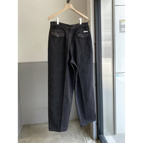 1980's "pierre cardin" Black denim 3tuck slacks pants
