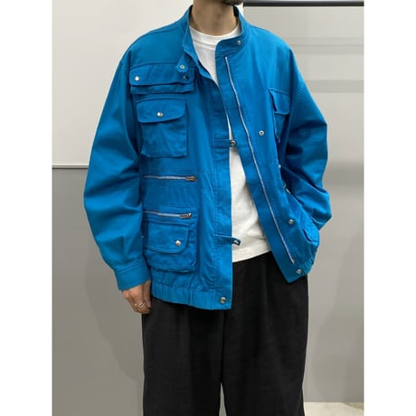 1980's-1990's Turquoise blue multi pocket design jacket