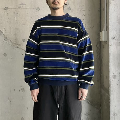 2000's Striped velour cut & sew