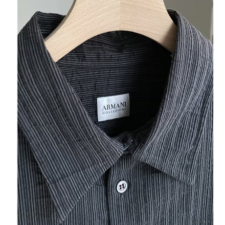 2000's "ARMANI COLLEZIONI" Striped crepe fabric long sleeve shirt