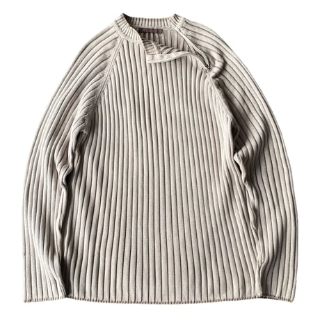 2000's Asymmetrical zip design cotton blend knit sweater