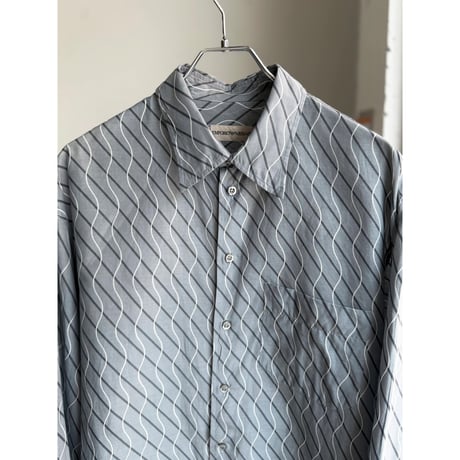 2000's "EMPORIO ARMANI" Wavy × Stripe patterned long sleeve shirt