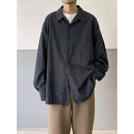1990's-2000's "PERRY ELLIS" Silk × Cotton Fabric Dot Patterned Shirt