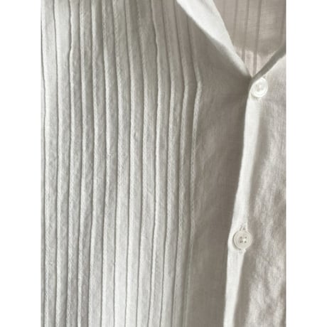 1990's-2000's Pleated design open collar linen shirt