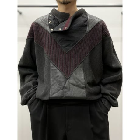 1980's Switching fabric design alpaca blend knit sweater