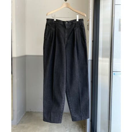 1980's "pierre cardin" Black denim 3tuck slacks pants