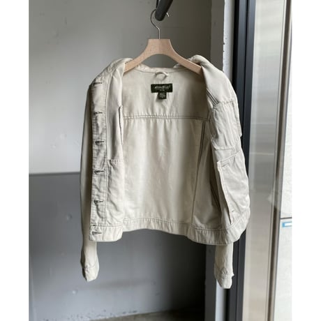 2000's "Eddie Bauer" Linen/Cotton fabric trucker jacket