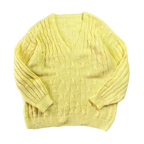 1980's V-necked yellow knit sweater