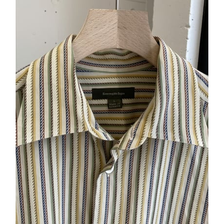 1990's "Ermenegildo Zegna" Cotton jaqured fabric long sleeve shirt
