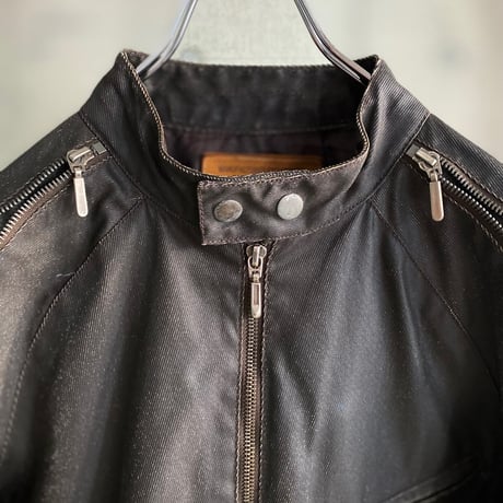 2000's "GUESS" Arm zipper design coated riders jacket