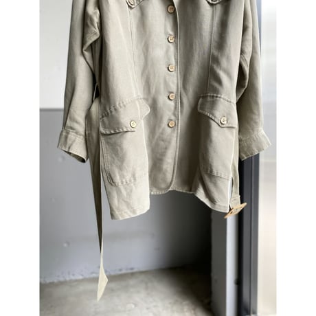 1980's-1990's "ELISABETH A LIZ CLAIBORNE" Linen / Rayon fabric safari jacket