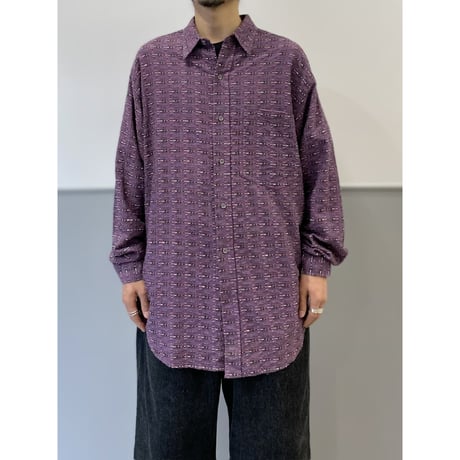 1990's Cotton Jacquard fabric long sleeve shirt
