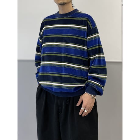 2000's Striped velour cut & sew
